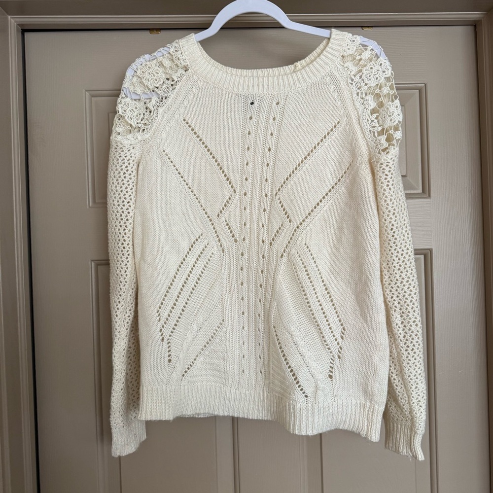 Maurices - Cream Sweater with Lace Accents